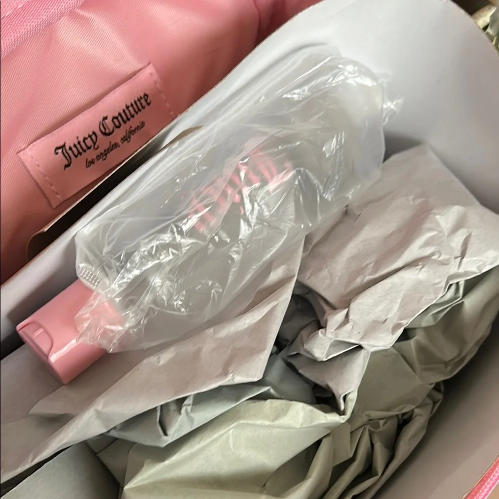 Juicy Couture Green and Pink Velour Cosmetic Case/Bag